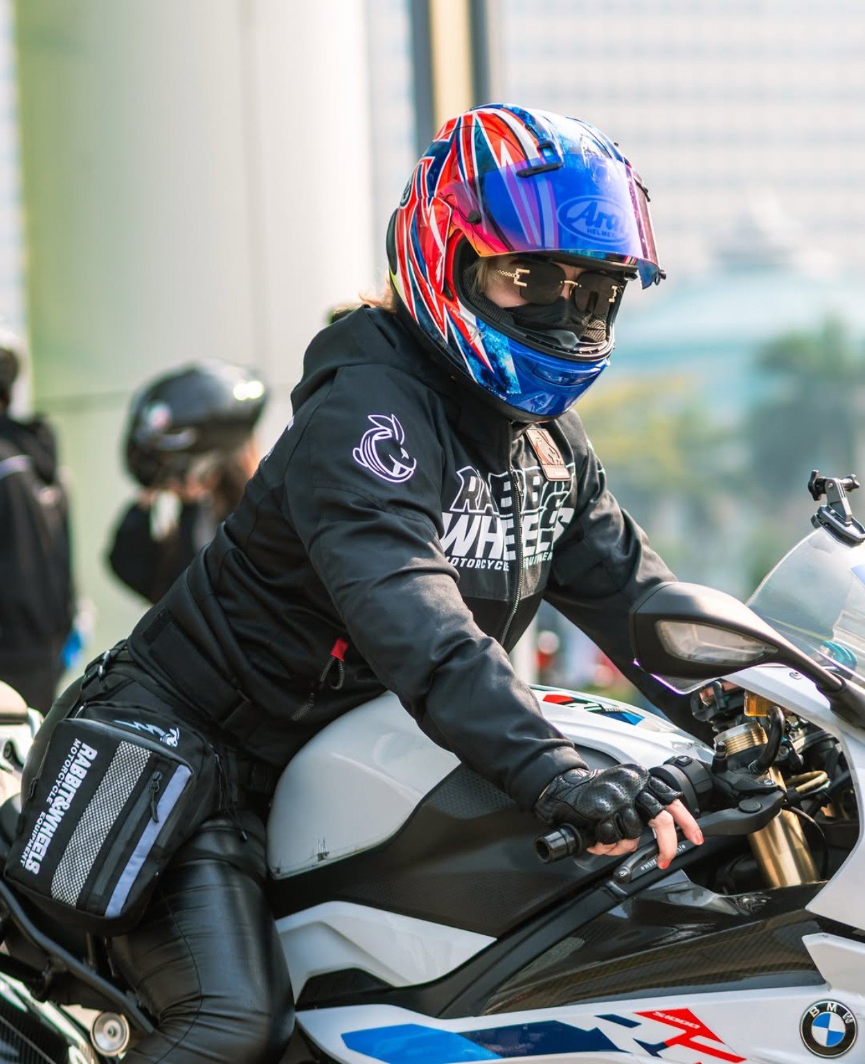 BMW rider portrait